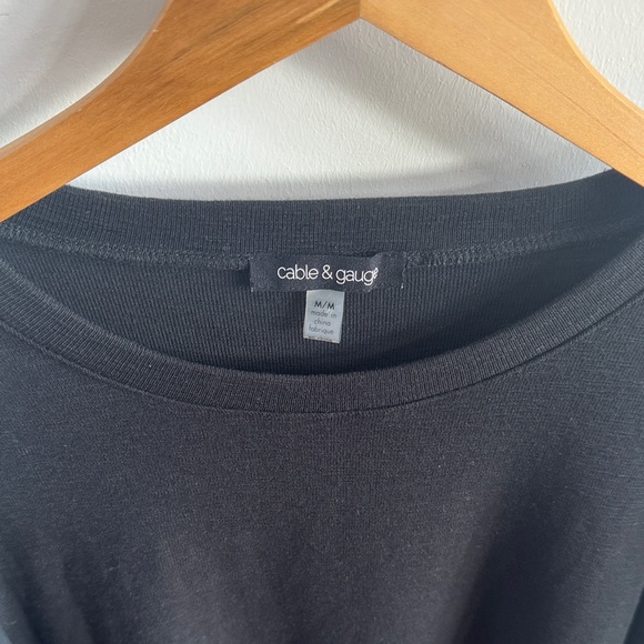 Cable & Gauge Black Top with Textured Sleeves - Picture 2 of 6